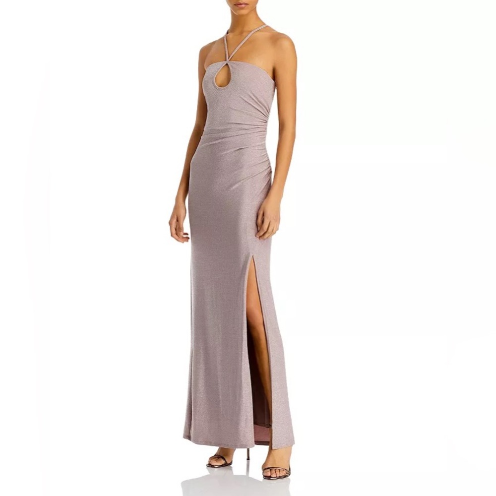 NBW AQUA Metallic Lavender Keyhole Halter Dress - 100% Exclusive